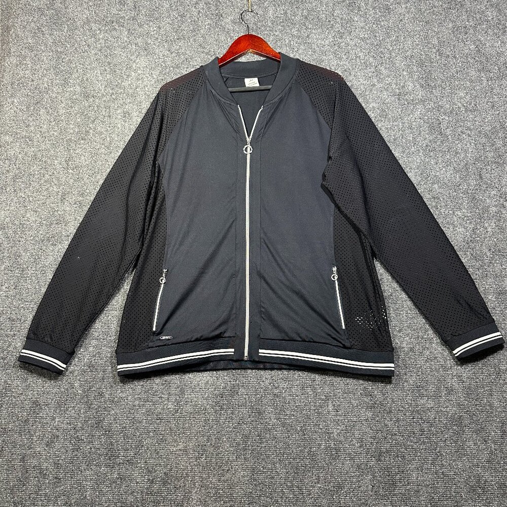 Daily Sports Track Jacket Womens XXL Black Mesh Sides and Sleeves Zip Pockets
